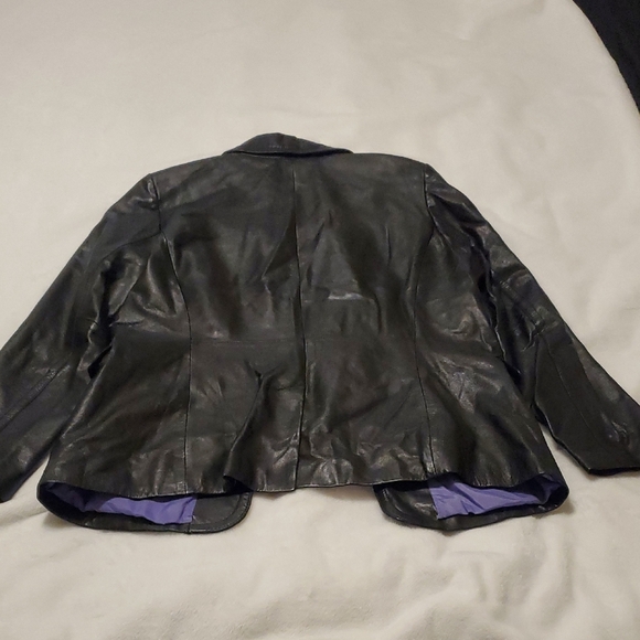 Mossimo Black Real Leather Jacket with Purple Lining - Picture 5 of 8